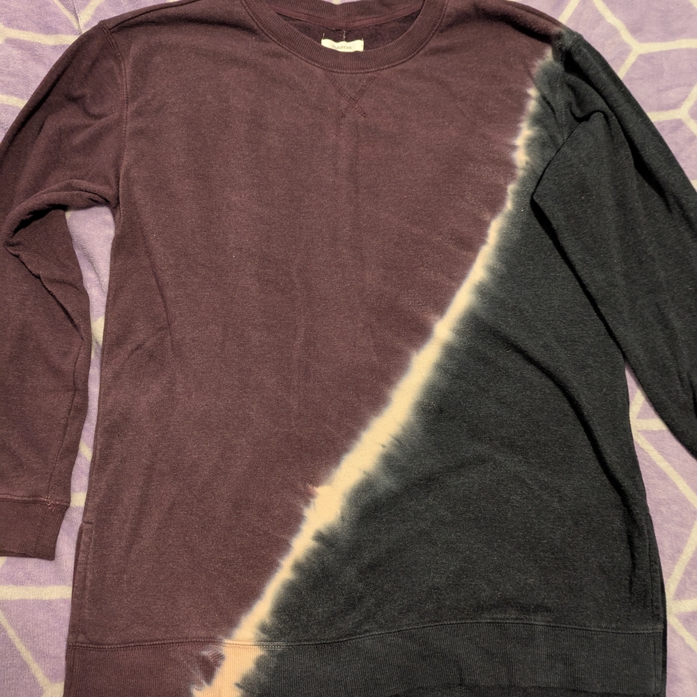 Maurices Purple and Black Crew Neck Sweater with Asymmetrical Design